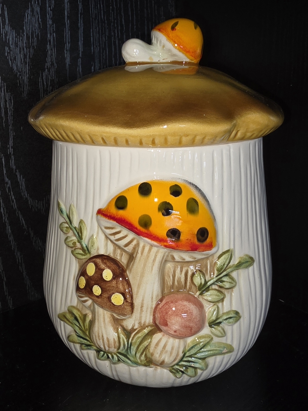 Sears Roebuck Co. Vintage 1970s Merry Mushroom Ceramic Canister